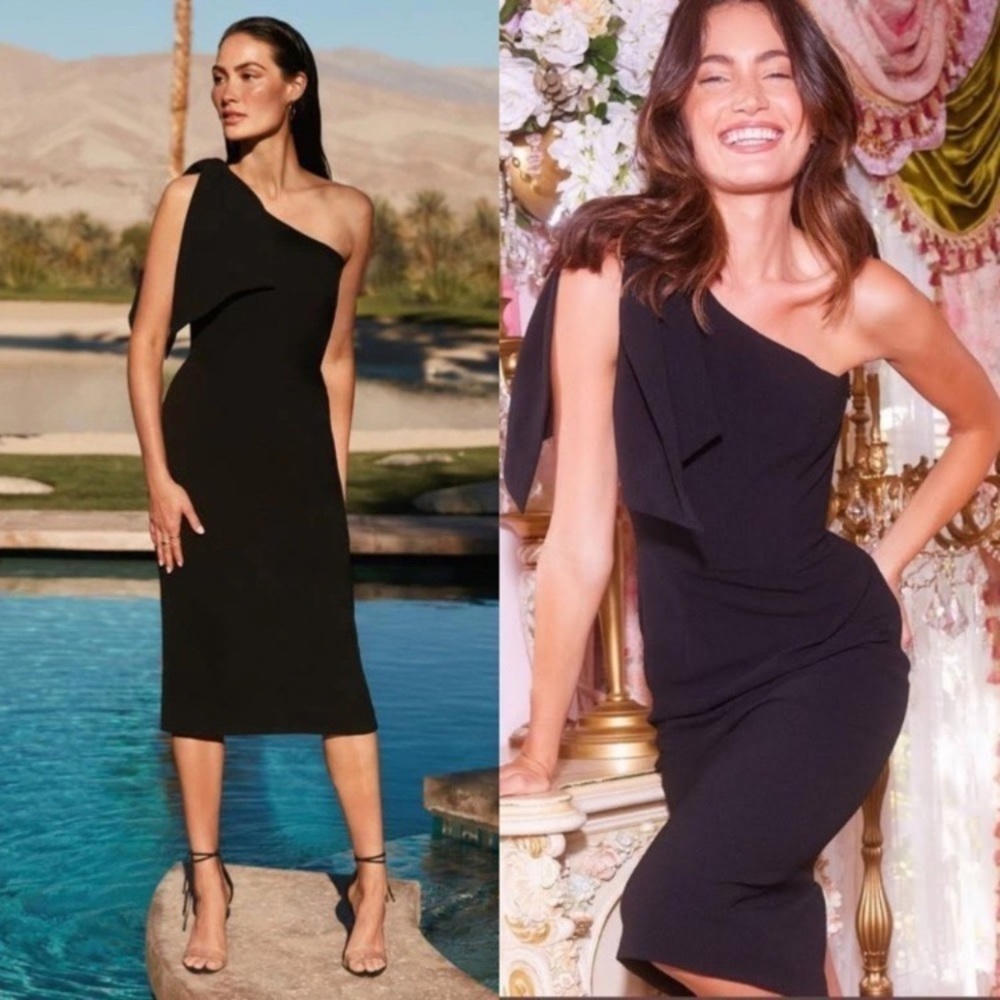 Dress The Population Tiffany One Shoulder Sheath Dress in Black XS NWT